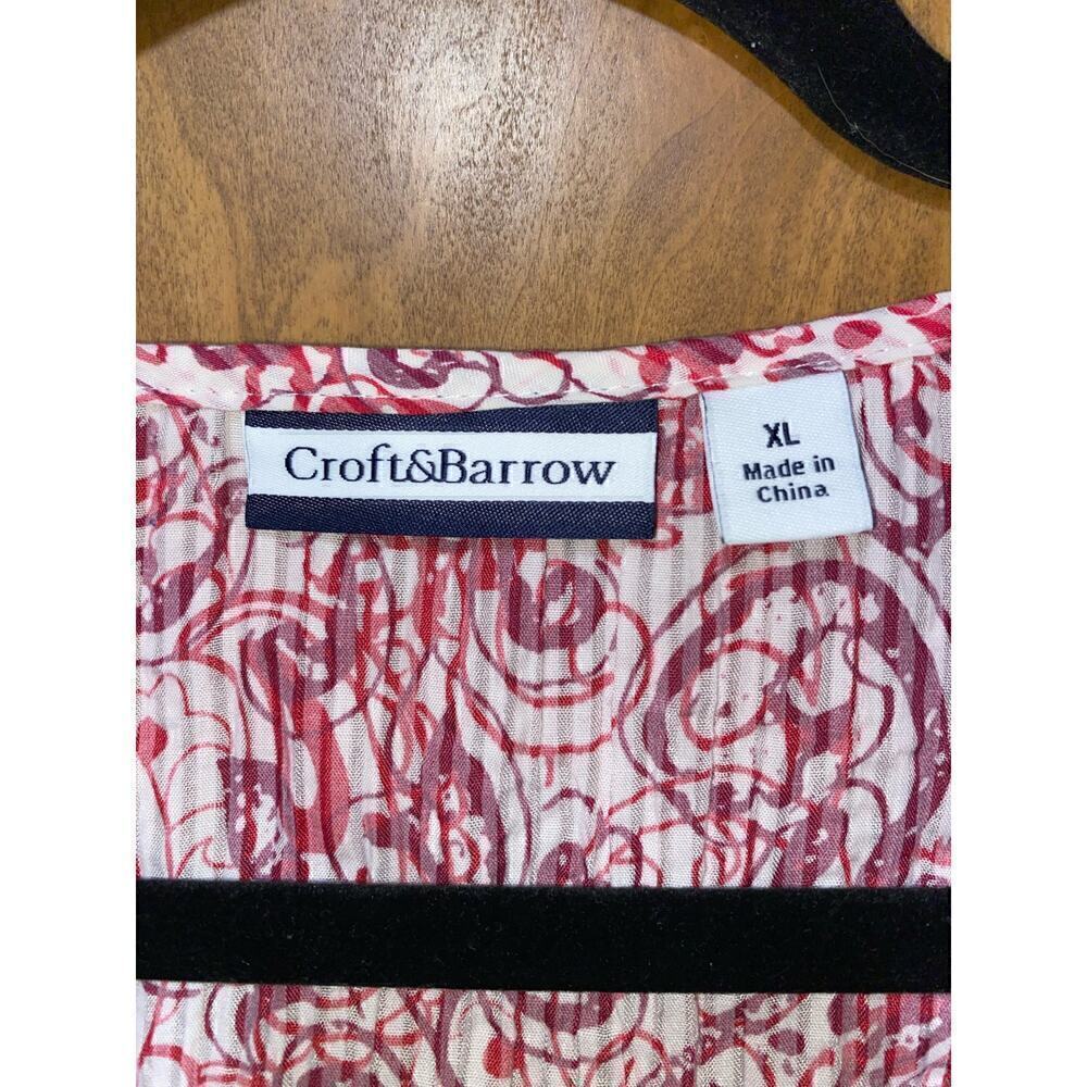 Croft & barrow short sleeve button up stretchy Top SZ XL 57% Polyester 43%cotton - Picture 4 of 5